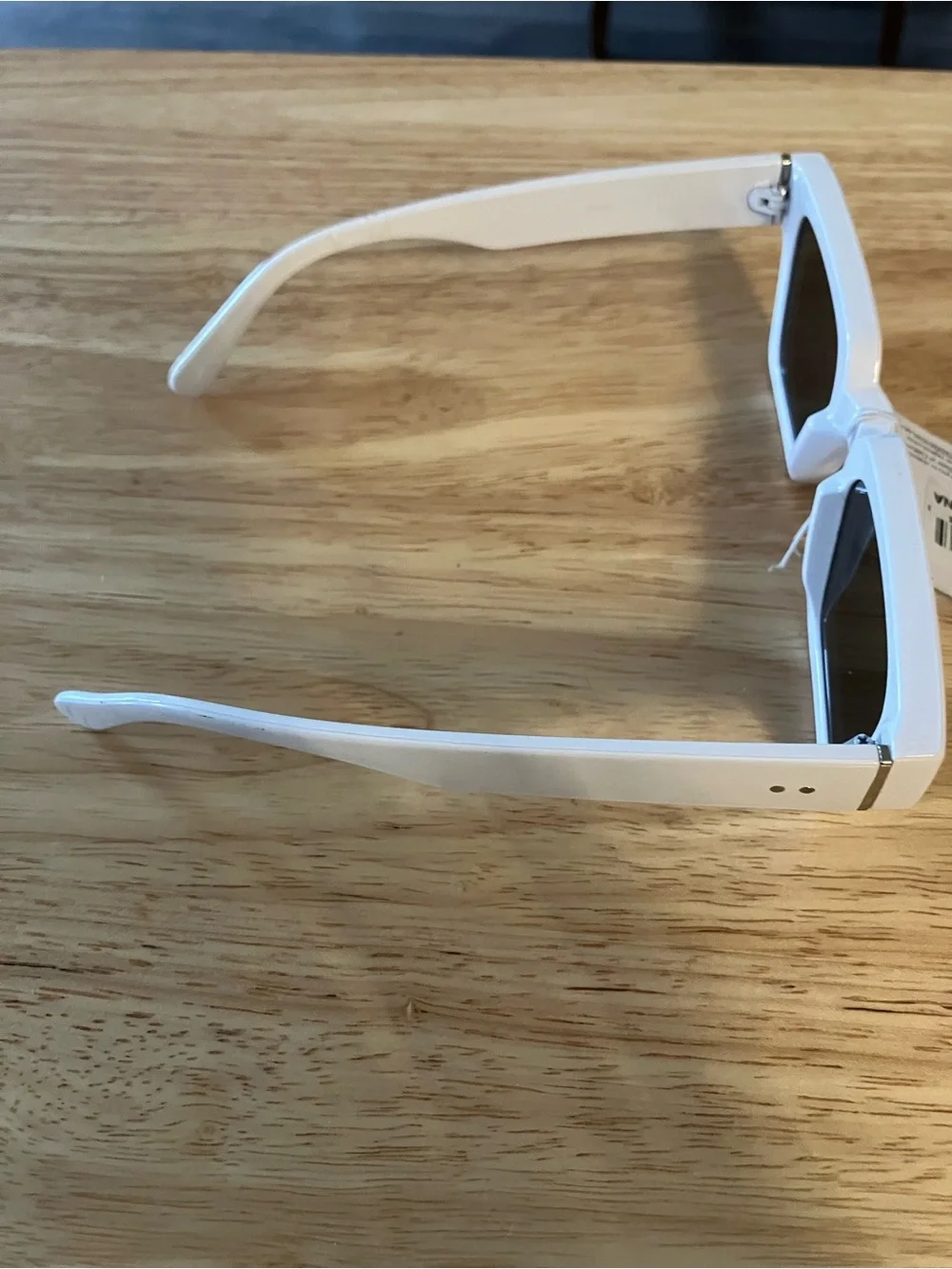 White Square Frame Women's Sunglasses - Polarized Black Lenses